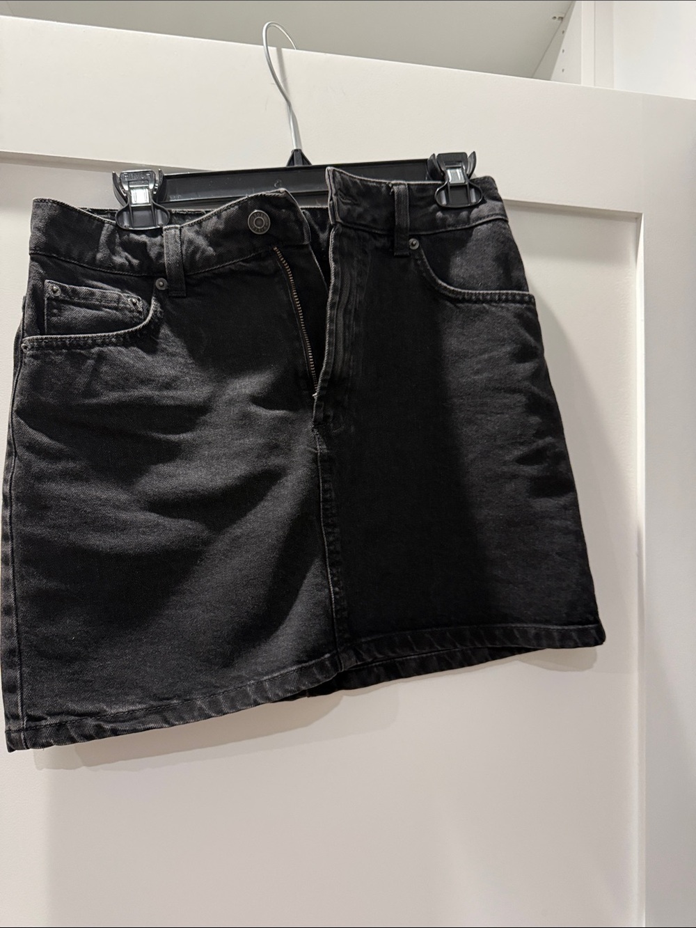 ASOS black denim mini skirt